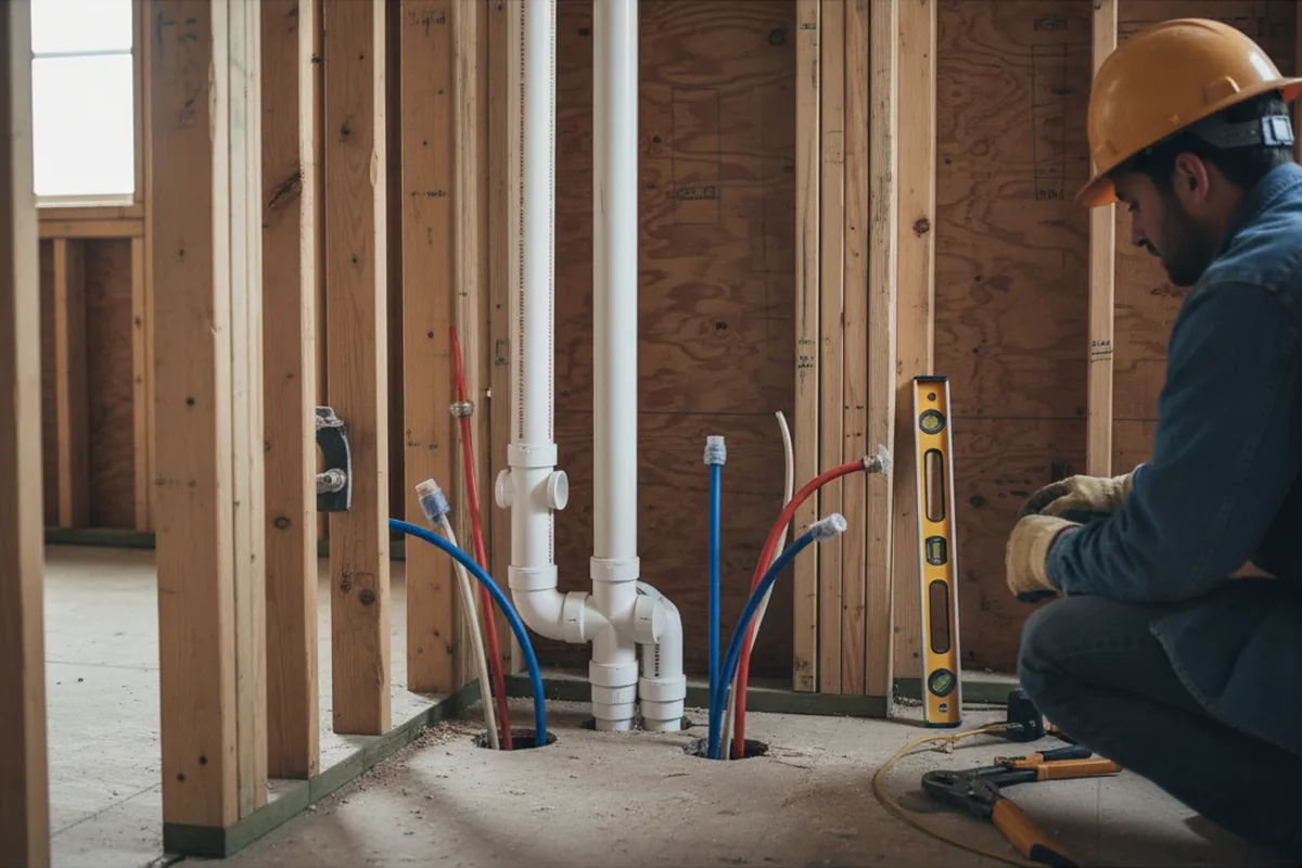 Drain and supply rough-in during Sump Pump Repair in Myrtle Beach